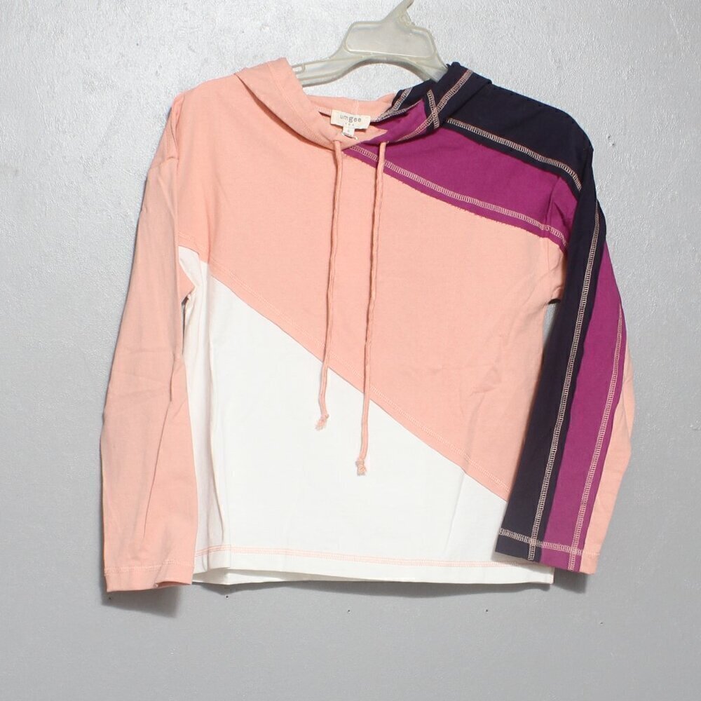 Umgee nwt color block pink purple white cotton hoodie